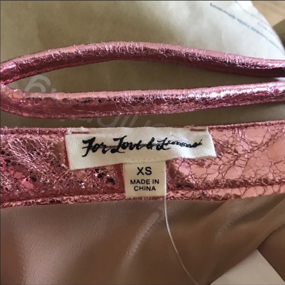 For Love and Lemons Pink Metallic Mini XS NWT - Picture 5 of 6